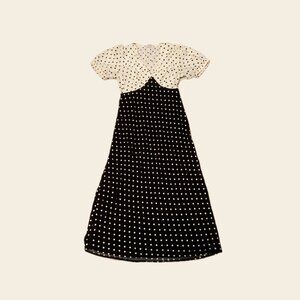 Women's Crepe Puff Short Sleeve Midi Dress A New Day Black/White Polka dot